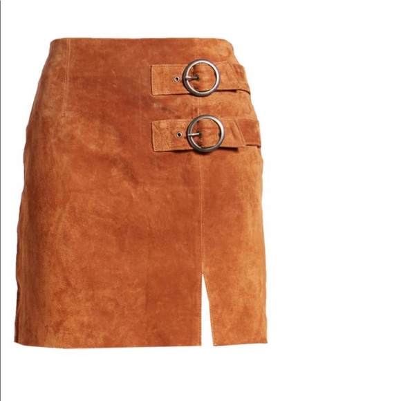 BlankNYC 100% Leather Skirt- Mustard/Camel Sz 25 - Picture 1 of 10